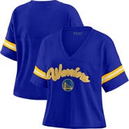 WEAR by Erin Andrews Women's WEAR by Erin Andrews Royal Golden State Warriors Plus Size Color Block Boxy V-Neck T-Shirt