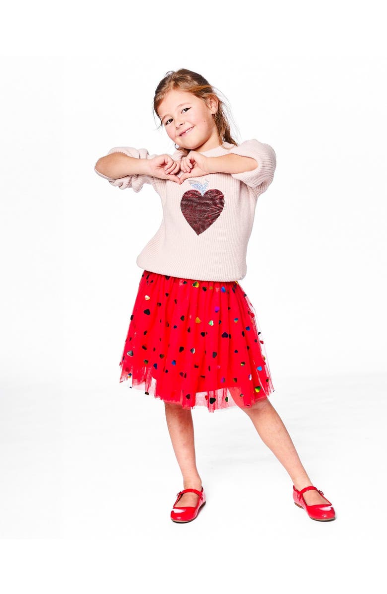 Deux par Deux Knit Sweater with Sequin Heart, Main, color, Pinkish White