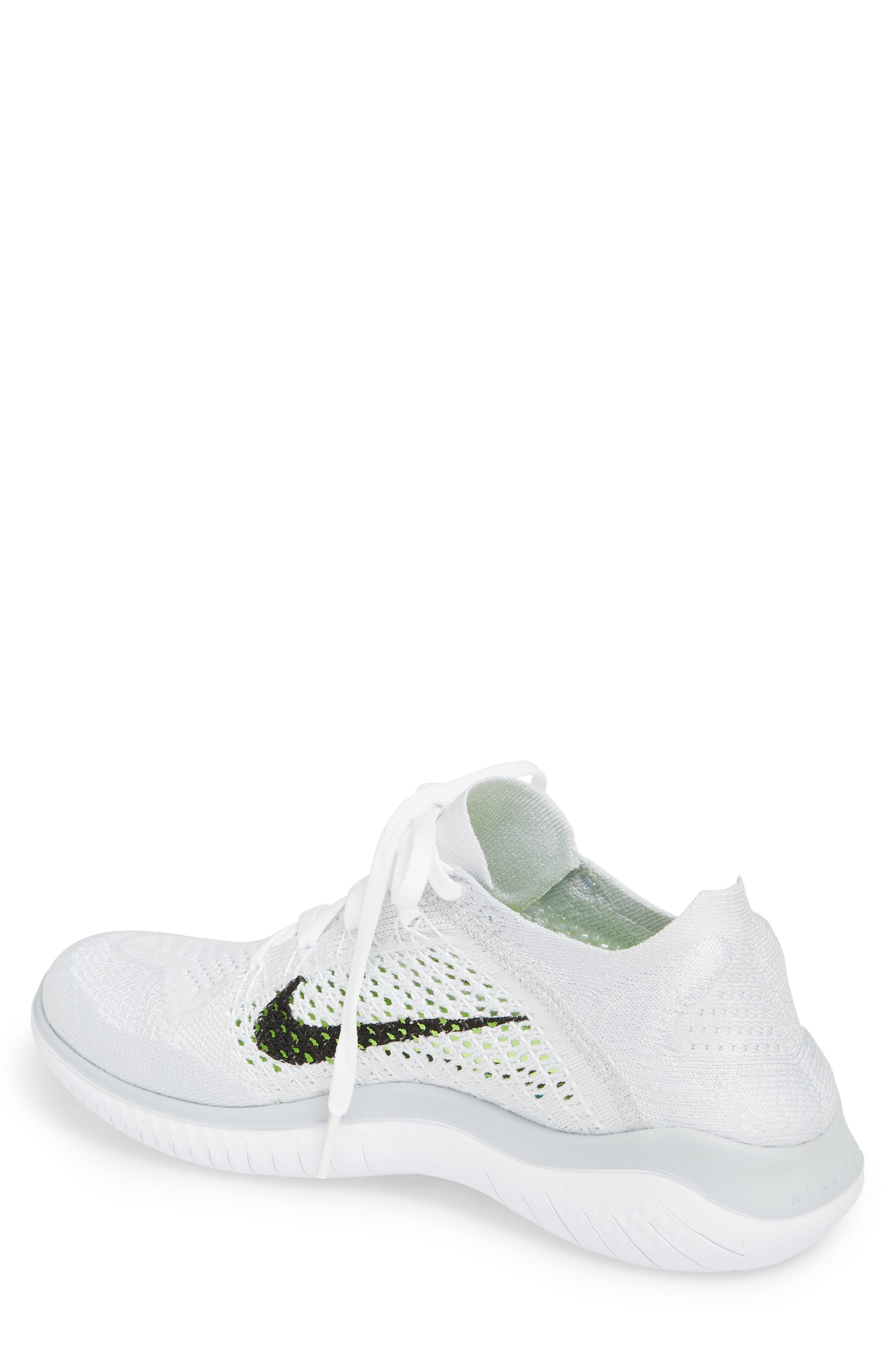 Free RN Flyknit 2018 Running Shoe, Alternate, color, WHITE/ BLACK/ PURE PLATINUM