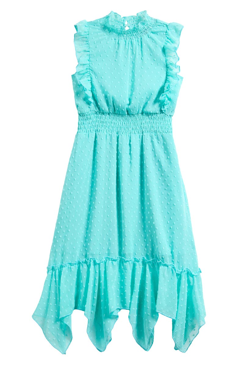 Ava & Yelly Kids' Clip Dot Hankey Maxi Dress, Main, color, Turquoise