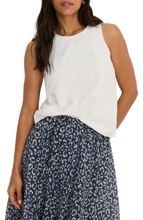 Diamond Eyelet Cotton Top (Petite)