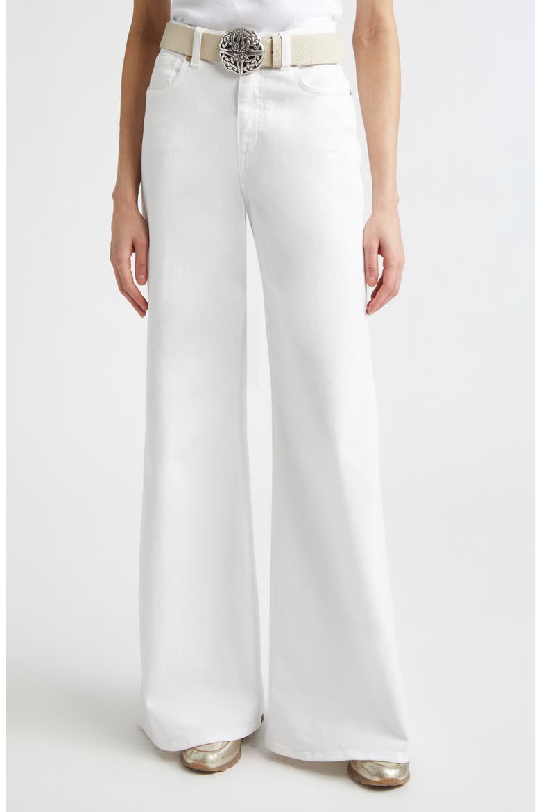Stretch Denim Flare Leg Jeans, Main, color, 01 WHITE