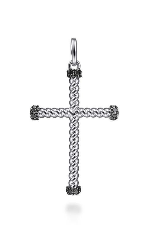 Hampton Sterling Silver Black Spinel Cross Charm