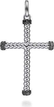 Gabriel & Co. Hampton Sterling Silver Black Spinel Cross Charm