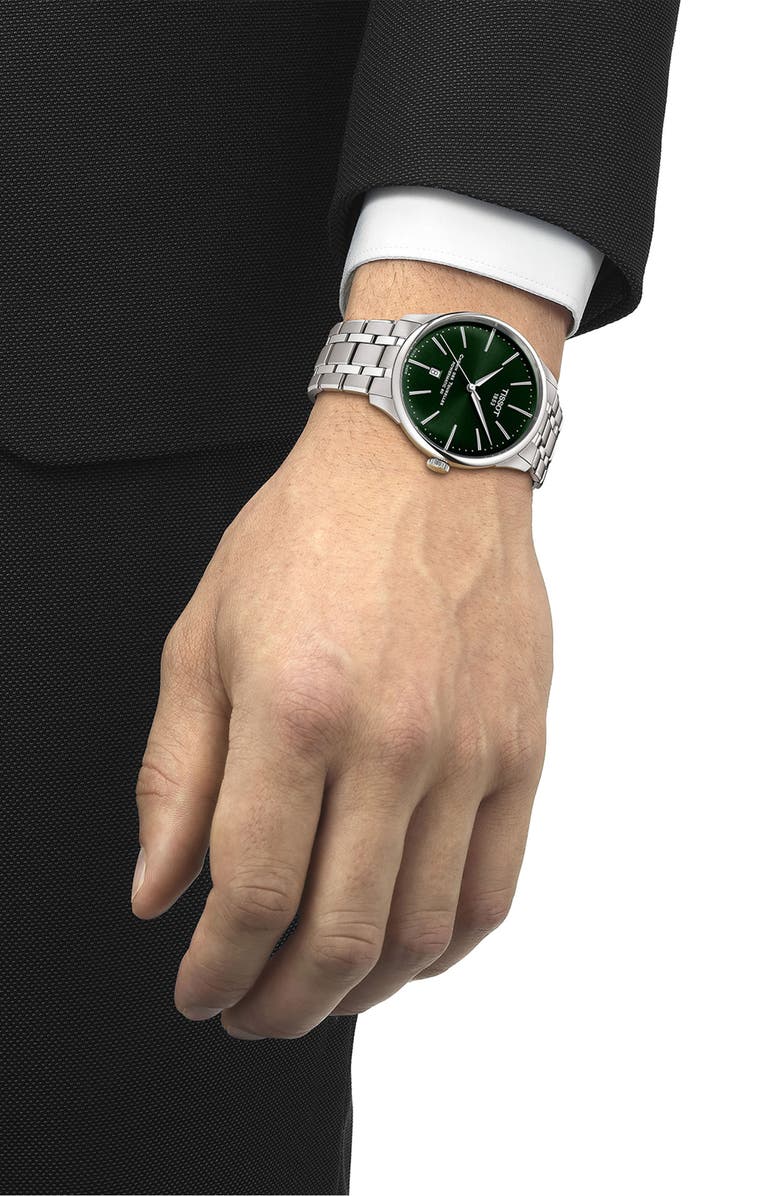 Tissot Chemin des Tourelles Powermatic 80 Bracelet Watch, 42mm, Alternate, color, Steel/ Green