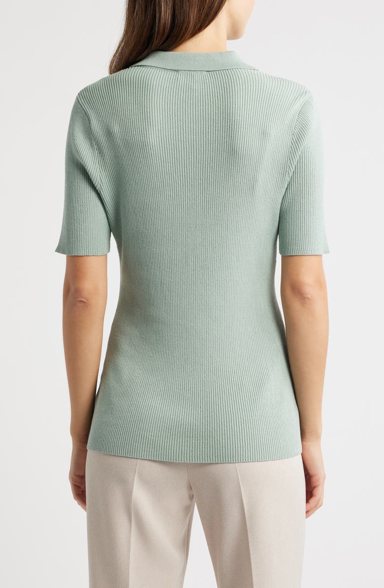 Tahari ASL Rib Polo, Alternate, color, Dusty Aqua