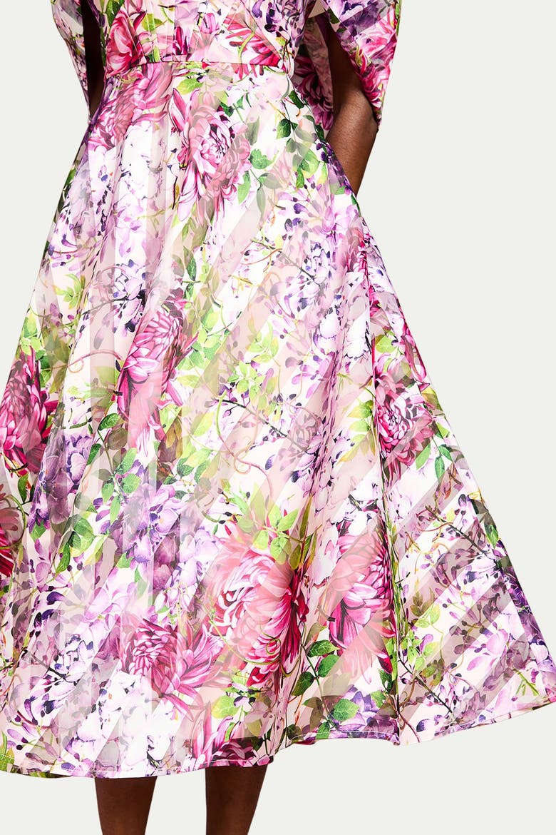 Organza Bardot Midi Dress, Alternate, color, Pink