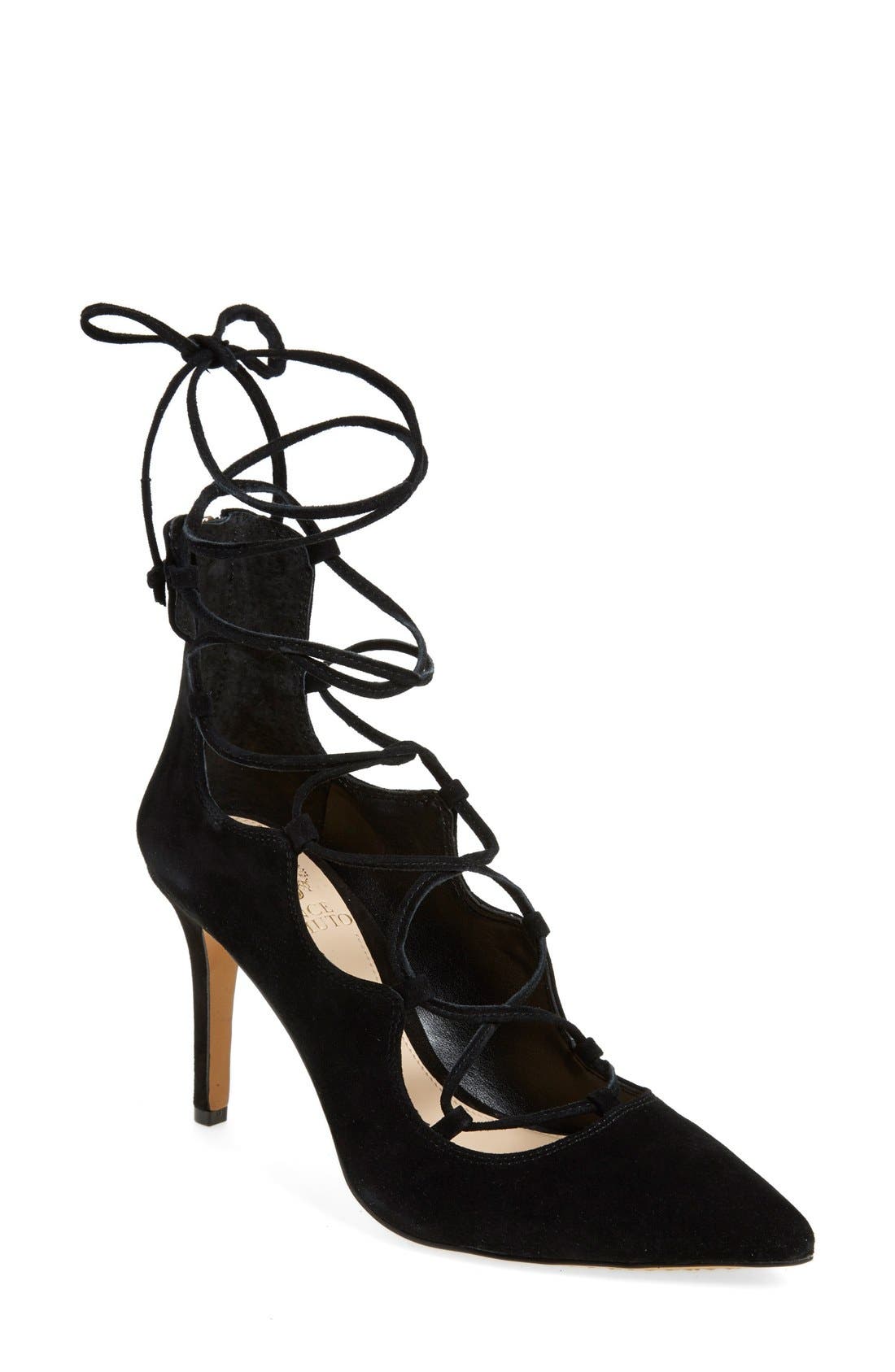 'Barsha' Lace-up Pump (Nordstrom Exclusive), Main, color, BLACK SUEDE