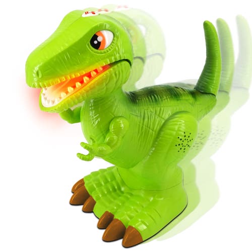 Kiddieland Light N' Sound Roar N' Go Trex, Dinosaur Action Figure, Kids In Green