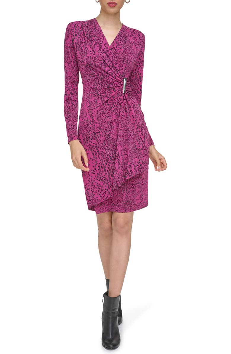 Calvin Klein Ruched Long Sleeve Dress, Main, color,