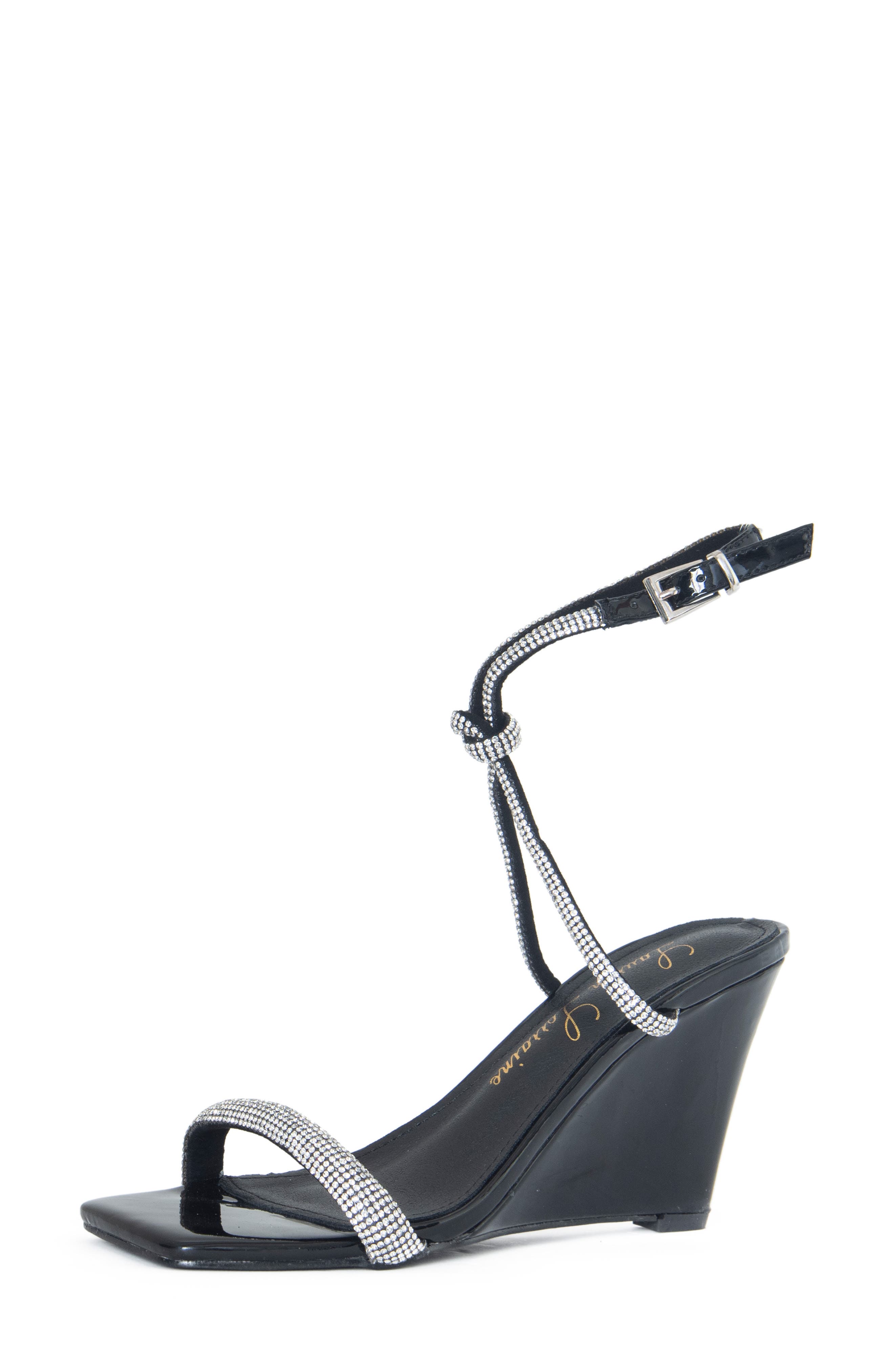 Lauren Lorraine Winnie Ankle Strap Wedge Sandal, Alternate, color, Black