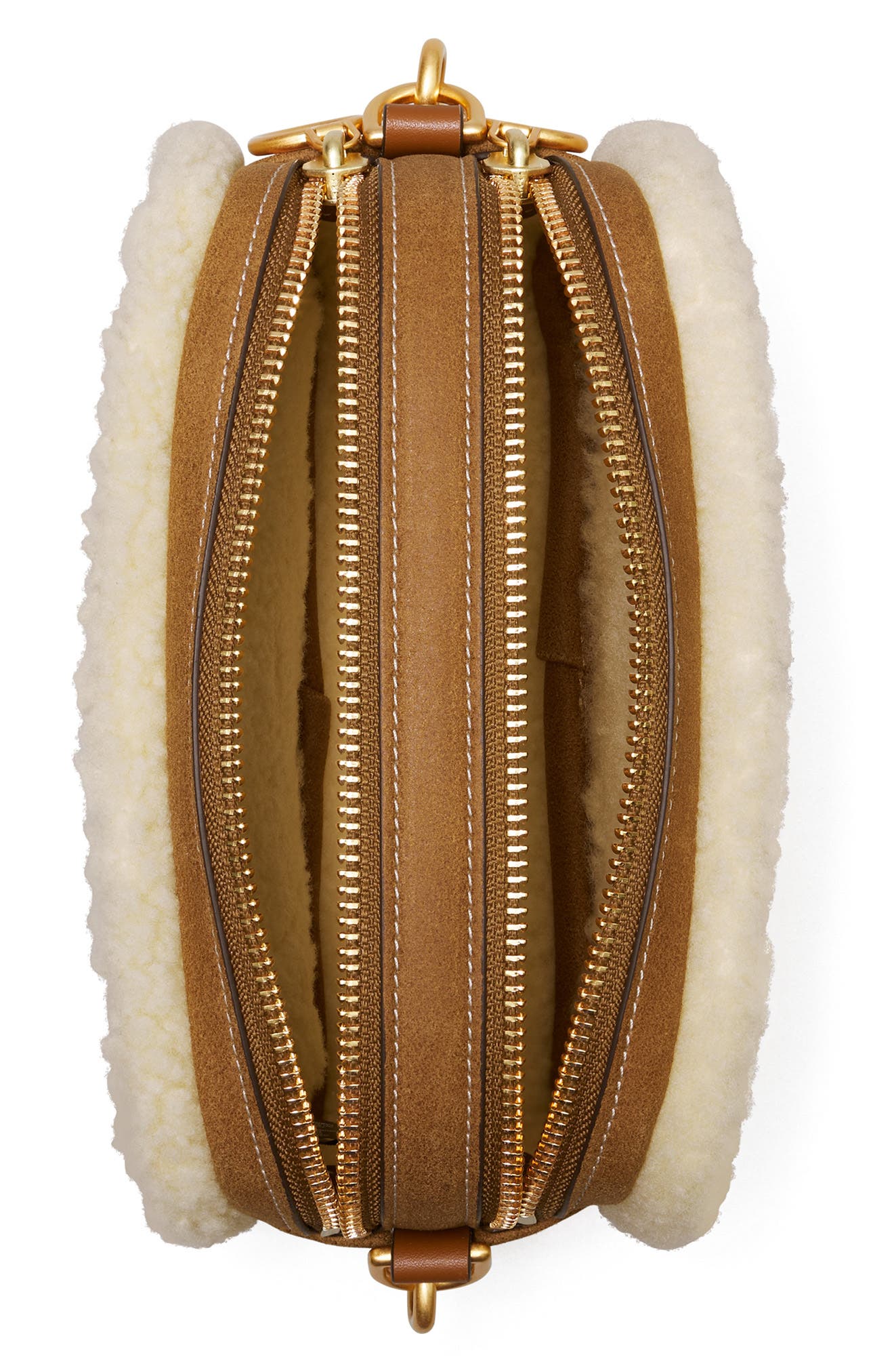 Tory Burch Perry Bombe Genuine Shearling Crossbody Bag, Alternate, color, 