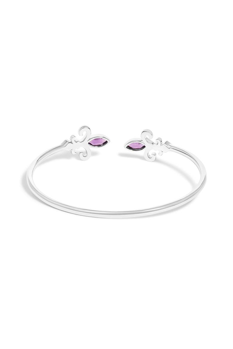 Silver 8X4MM Marquise Purple Amethyst and Diamond Bangle, Alternate, color, White