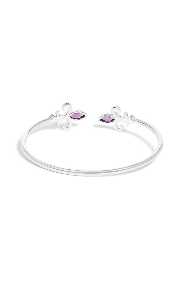 Haus of Brilliance Silver 8X4MM Marquise Purple Amethyst and Diamond Bangle, Alternate, color, White