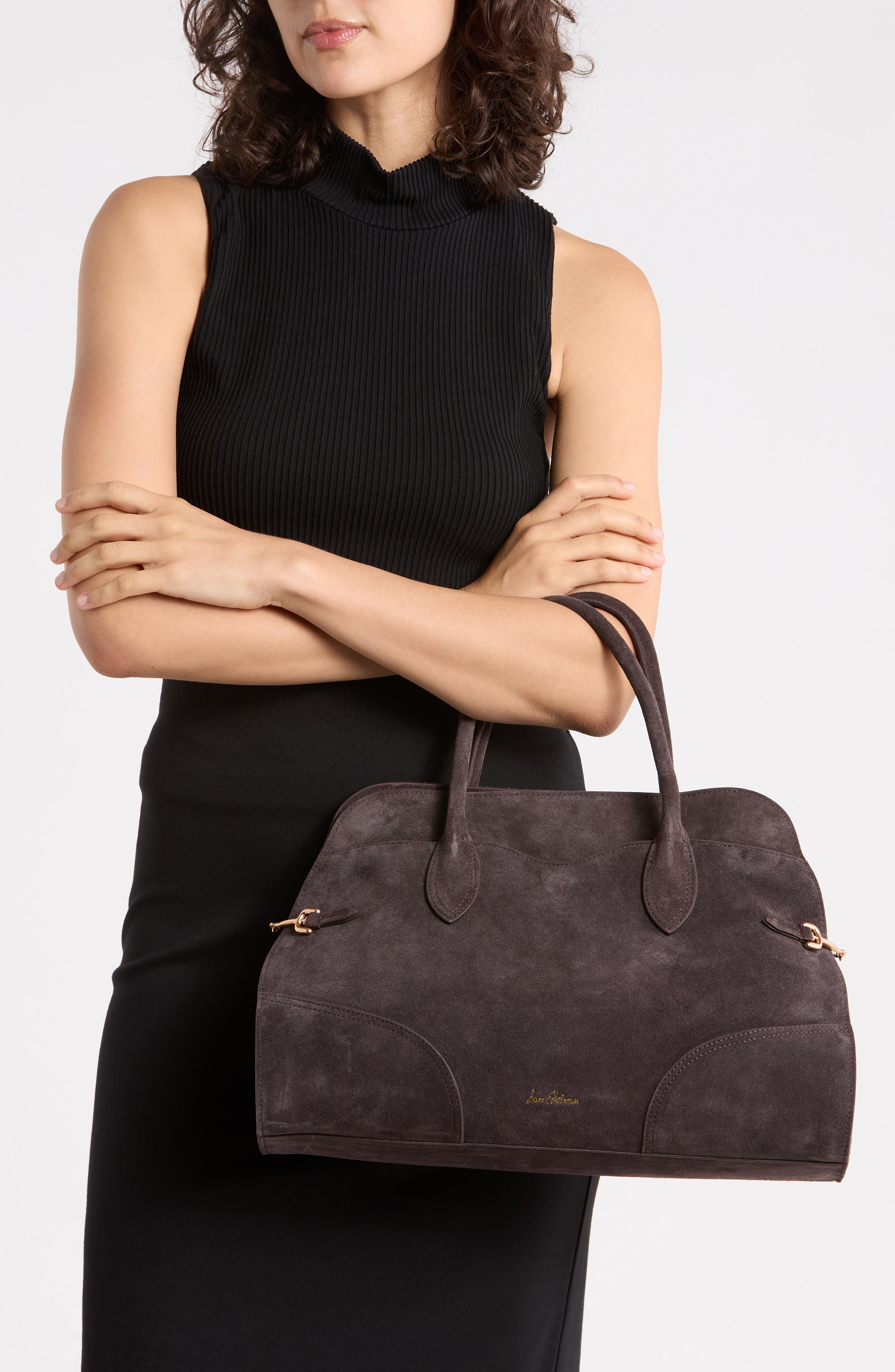 Loraine Large Relaxed Leather Satchel, Alternate, color, DARK BROWN