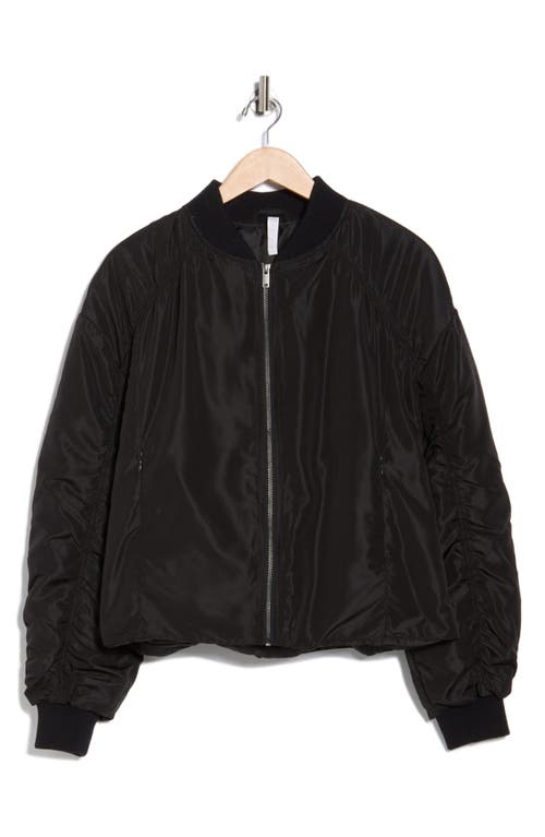Z By Zella Ruched Sleeve Bomber Jacket In Black