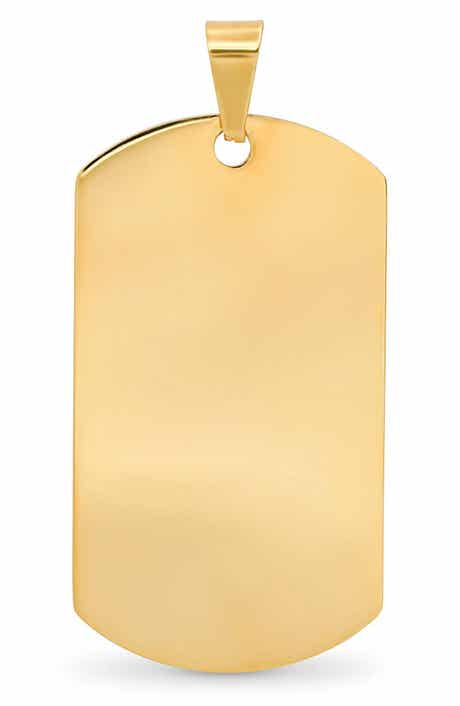 Men's 18k Gold Plate Dog Tag Pendant
