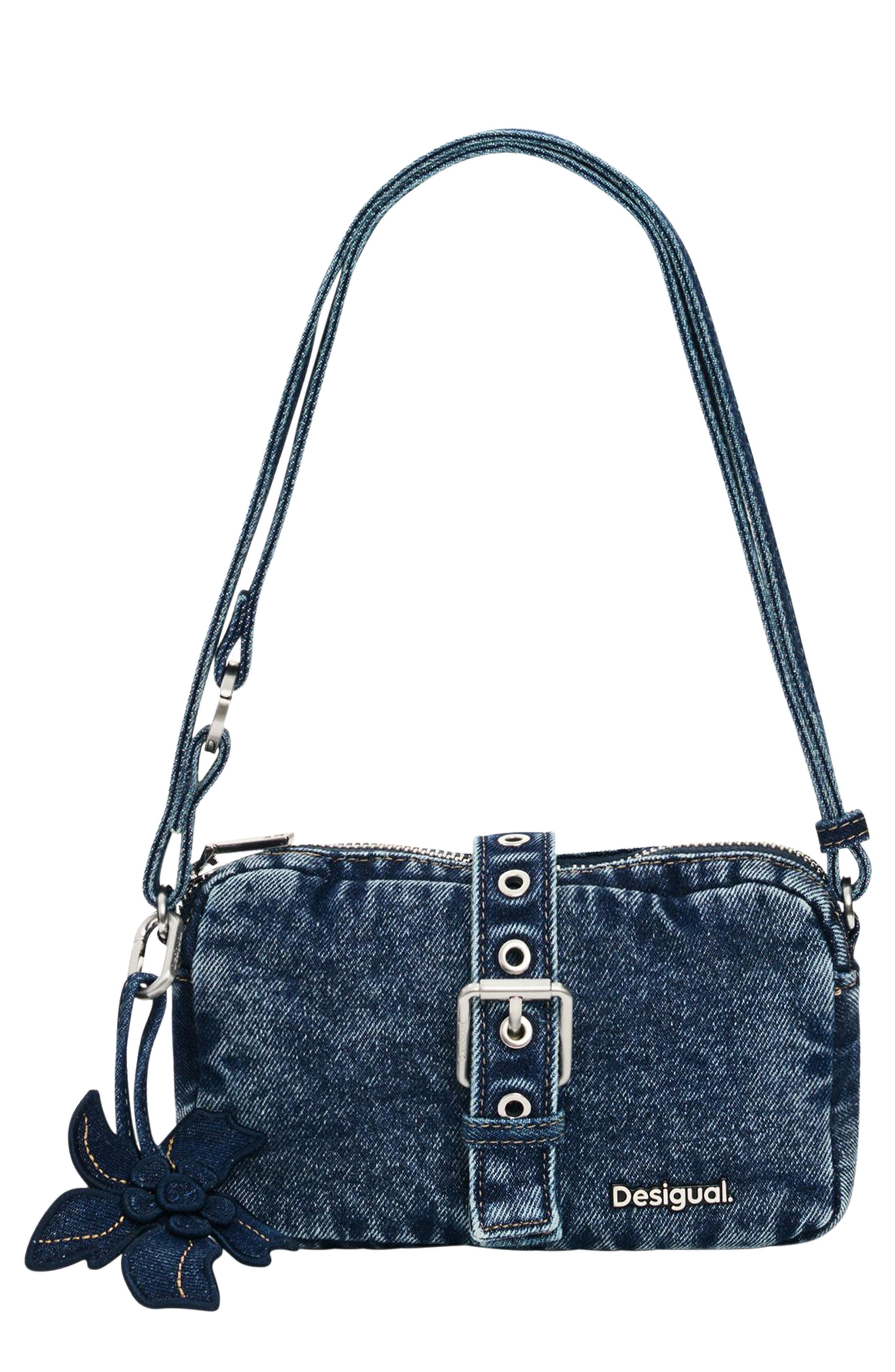 Desigual Denim Shoulder Bag, Main, color, Dark Blue
