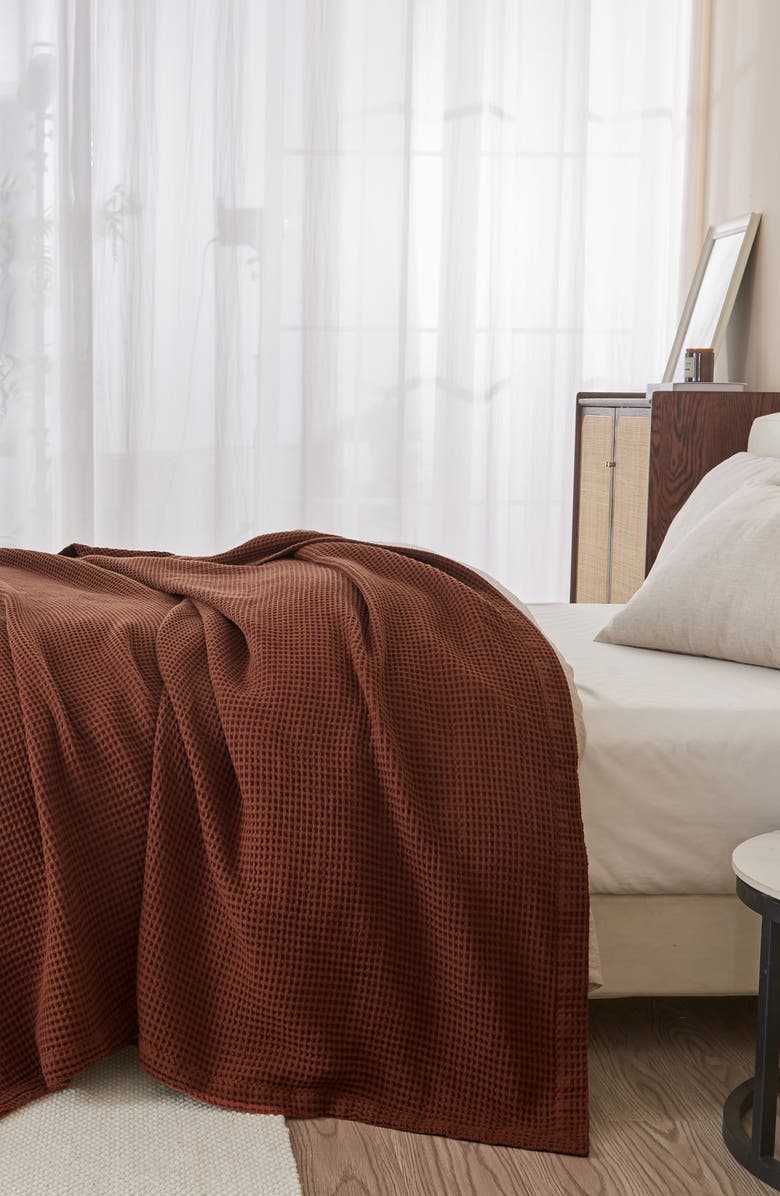 Woven & Weft Cotton Waffle Weave Blanket, Alternate, color, Cacao Brown