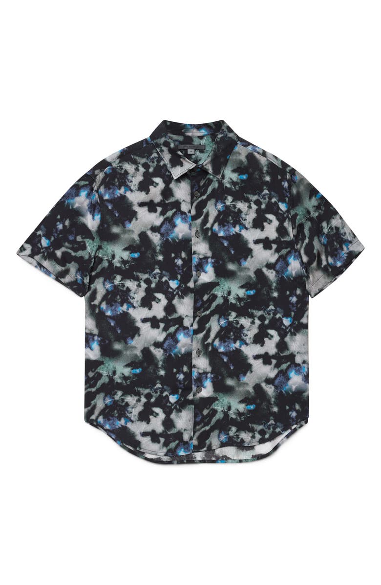 John Varvatos Sean Abstract Woodland Print Short Sleeve Modal Button-Up Shirt, Alternate, color, 