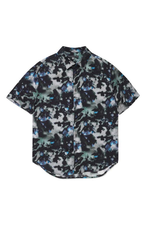 John Varvatos Sean Abstract Woodland Print Short Sleeve Modal Button-up Shirt
