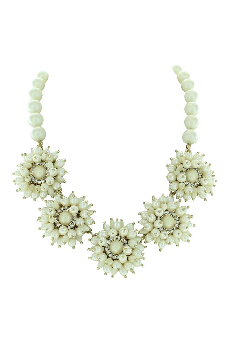 Flower Statement Making Necklace, Main, color, GOLD / CREAM