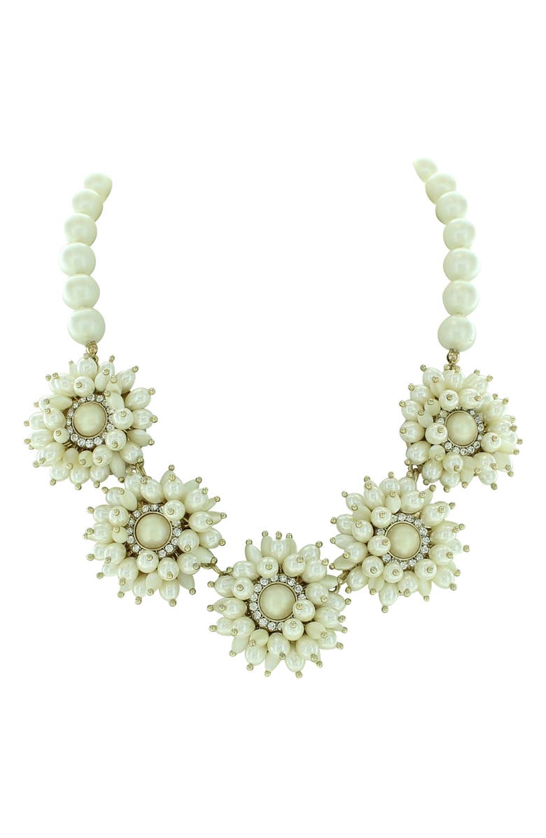 OLIVIA WELLES Flower Statement Making Necklace, Main, color, Gold / Cream