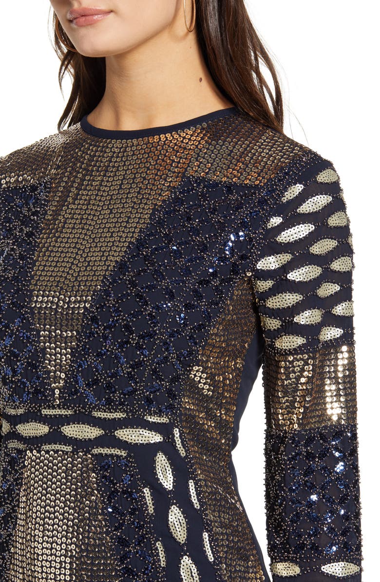 Endless Rose Fitted Sequin Long Sleeve Minidress, Alternate, color,