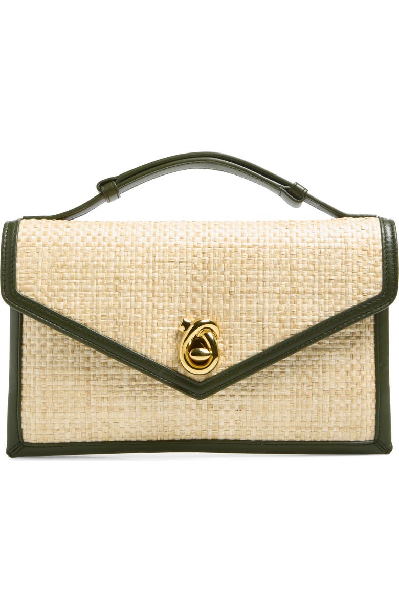 Bottega Veneta Knot Lock Intrecciato Straw Shoulder Bag, Main, color, 9079 Natural Shade/ G.t-Mb
