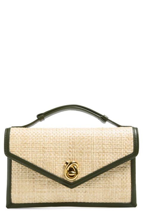 Knot Lock Intrecciato Straw Shoulder Bag