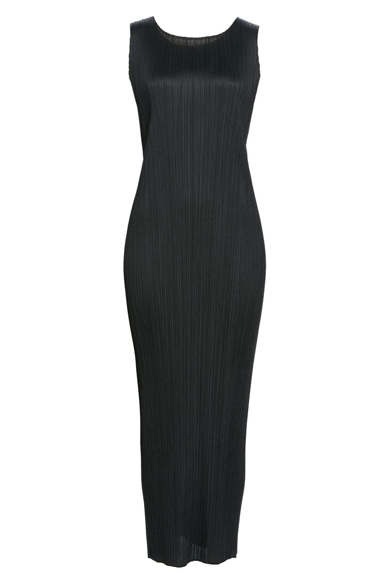 Basics Pleated Midi Dress, Alternate, color, BLACK