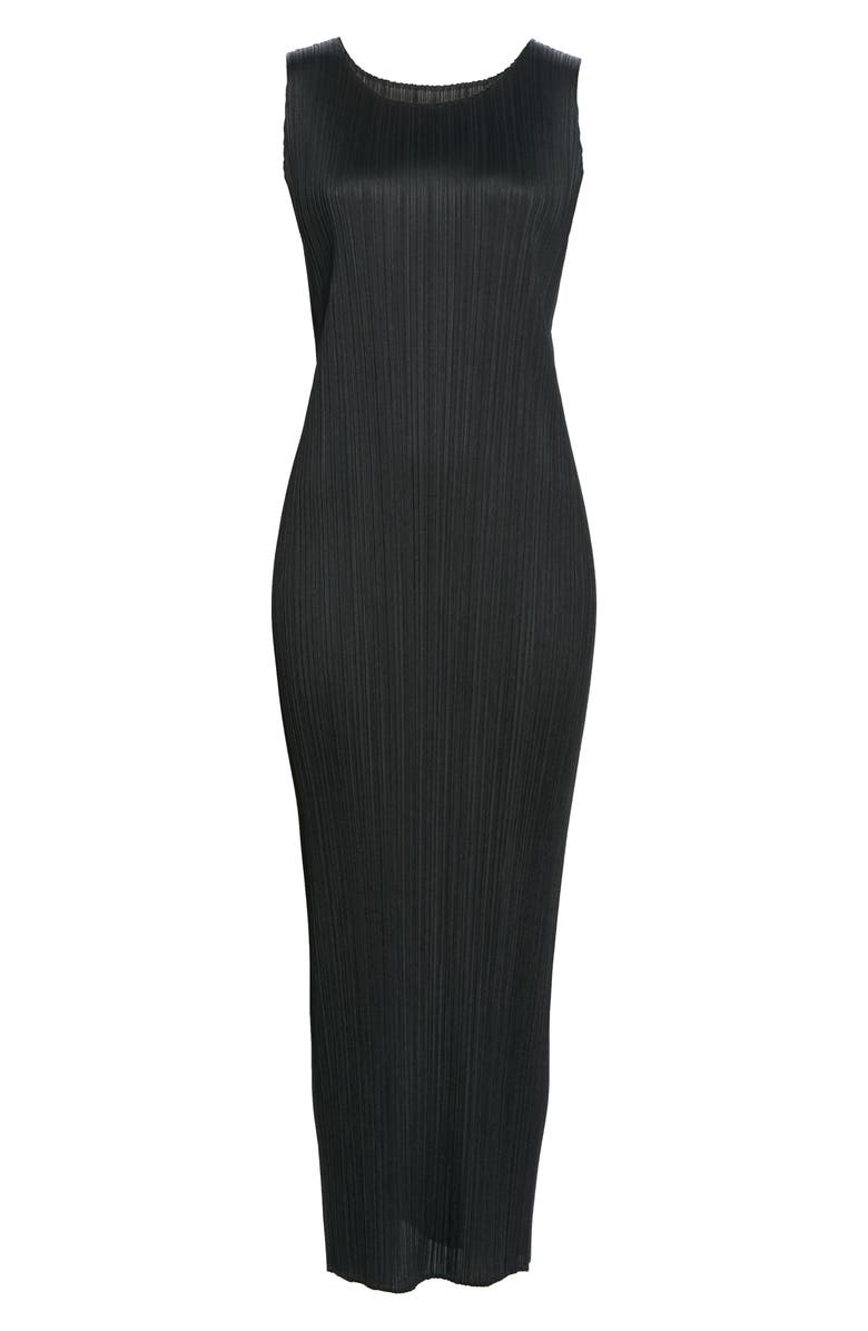 Pleats Please Issey Miyake Basics Pleated Midi Dress, Alternate, color, Black