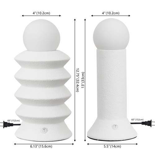 Jonathan Y Soren 13" Ceramic/glass Geometric Integrated Led Table Lamp In White