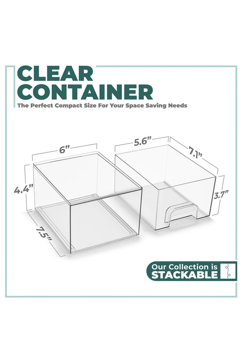 4-Pack Stackable Clear Storage Bins, Alternate, color, CLEAR