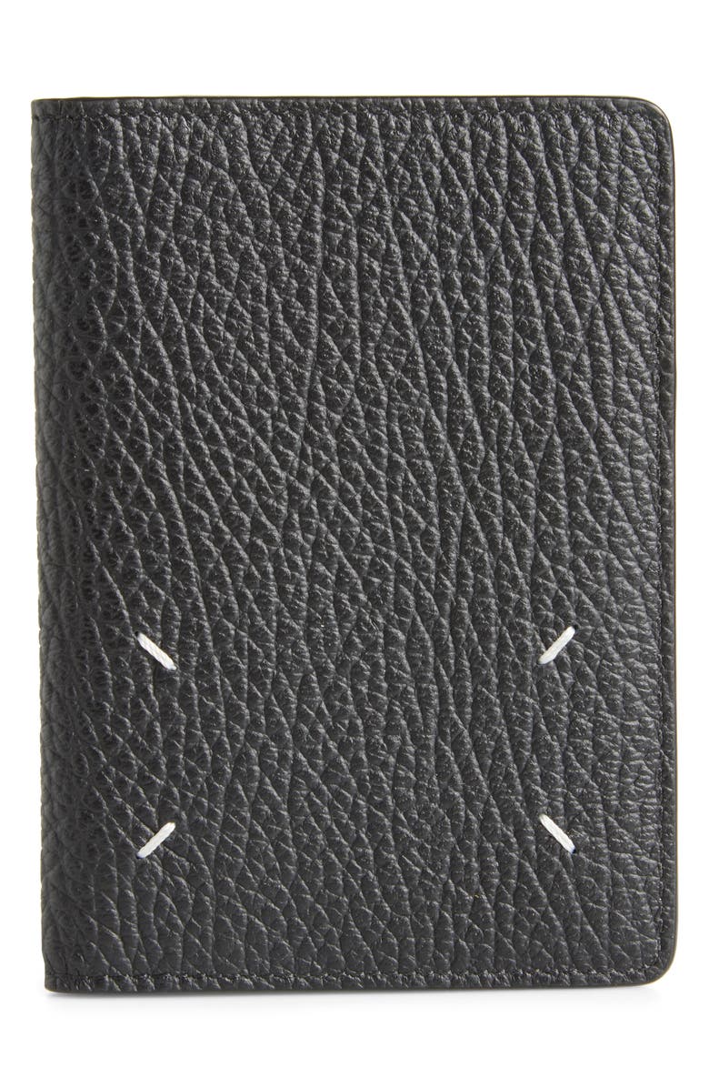 Maison Margiela Slim Grained Leather Passport Cover, Main, color, Black