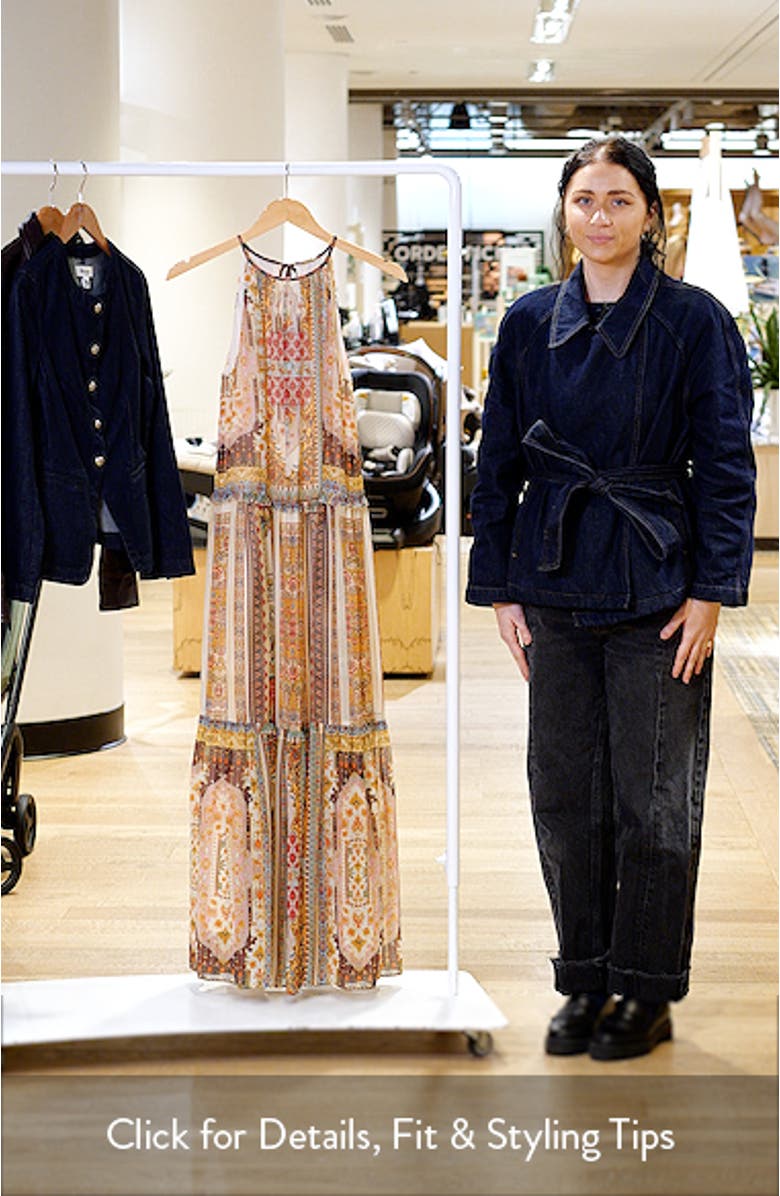 Aurora Baroque Print Sleeveless Tiered Dress, sales video thumbnail