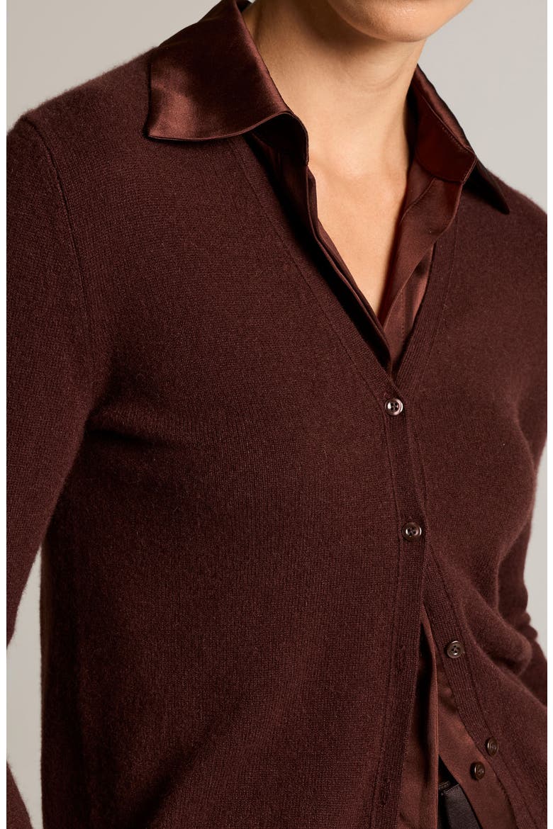 Mixed Media Cashmere Cardigan, Alternate, color, CHERRYWOOD