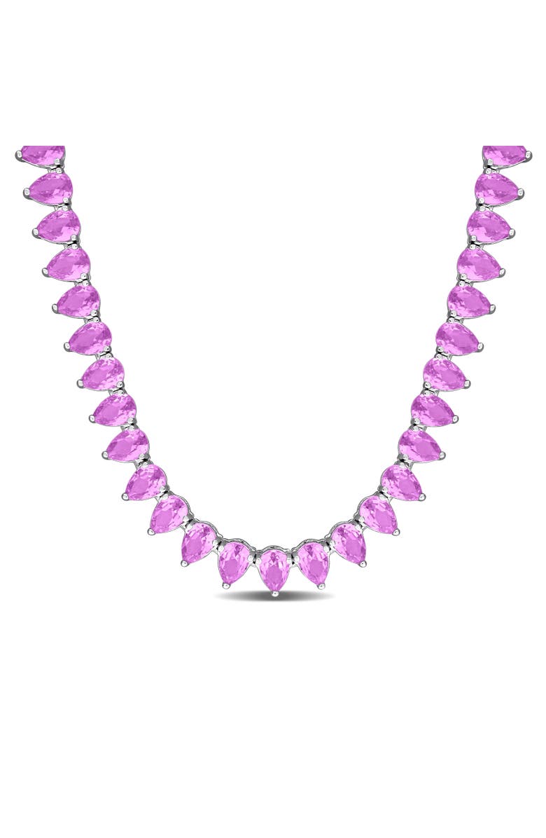 Julianna B. Lab-Created Pink Sapphire Tennis Necklace, Main, color, Pink Sapphire