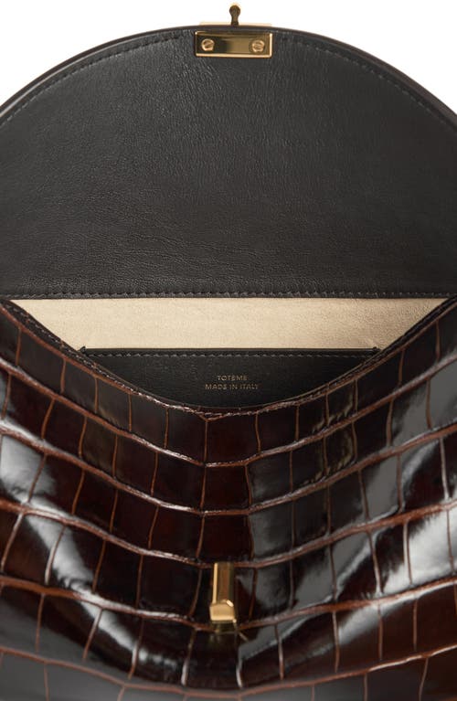 Totême Toteme T-lock Croc Embossed Leather Clutch In Brown