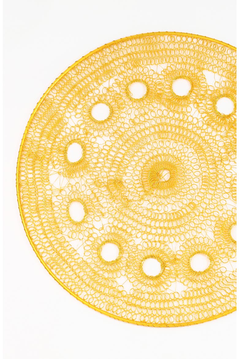 Midnight Petal Metal Placemat, Alternate, color, GOLD