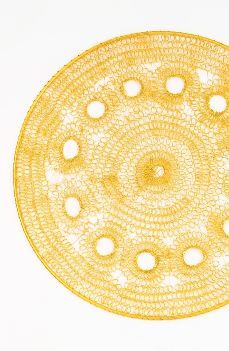 Tiramisu Midnight Petal Metal Placemat, Alternate, color, Gold