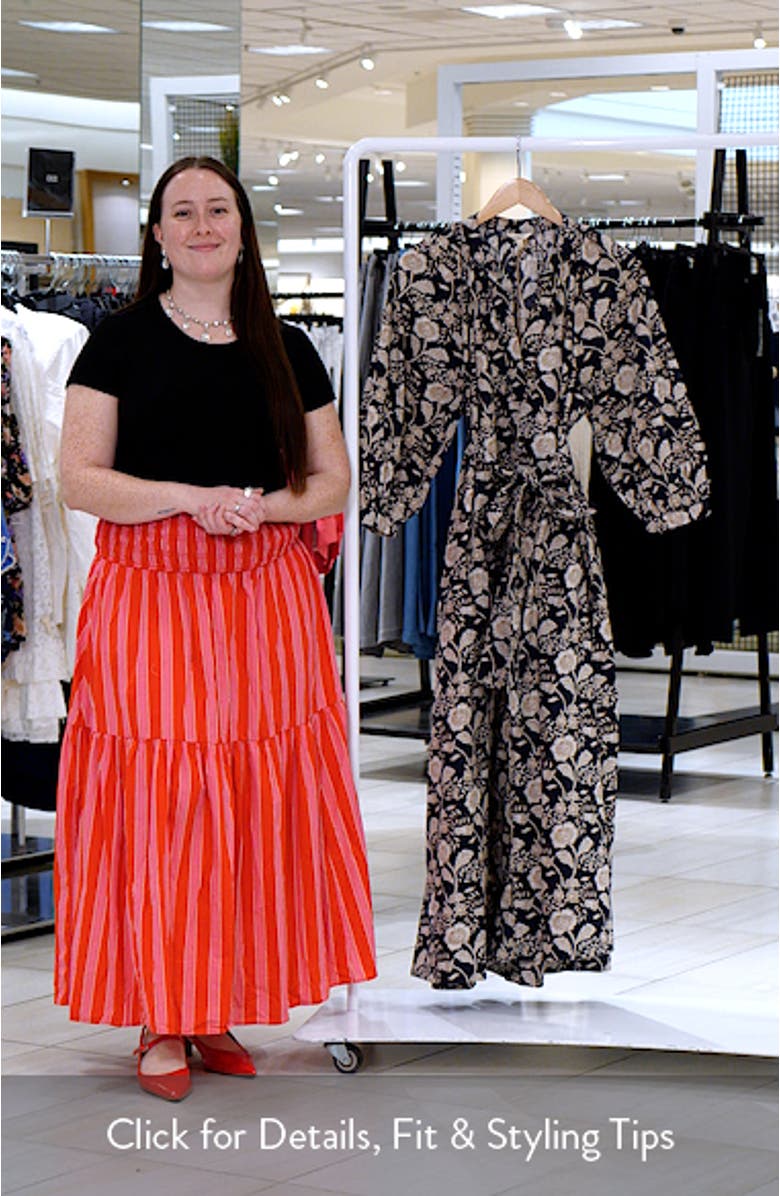 Kaia Coastal Floral Print Poplin Midi Dress, sales video thumbnail