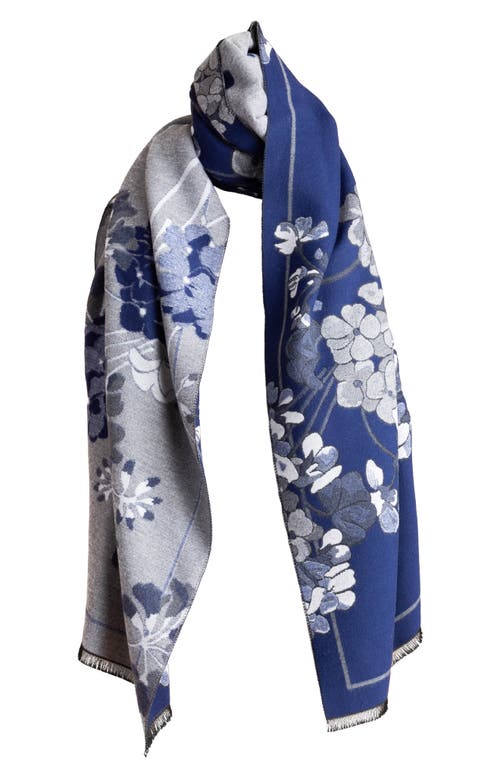 Saachi Floral Reversible Scarf In Navy