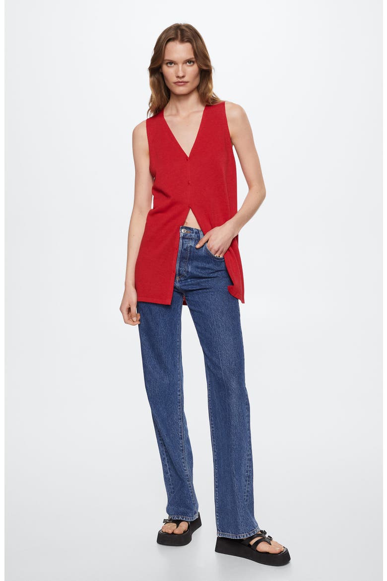 Oversize Button Front Sweater Vest, Alternate, color, STRAWBERRY