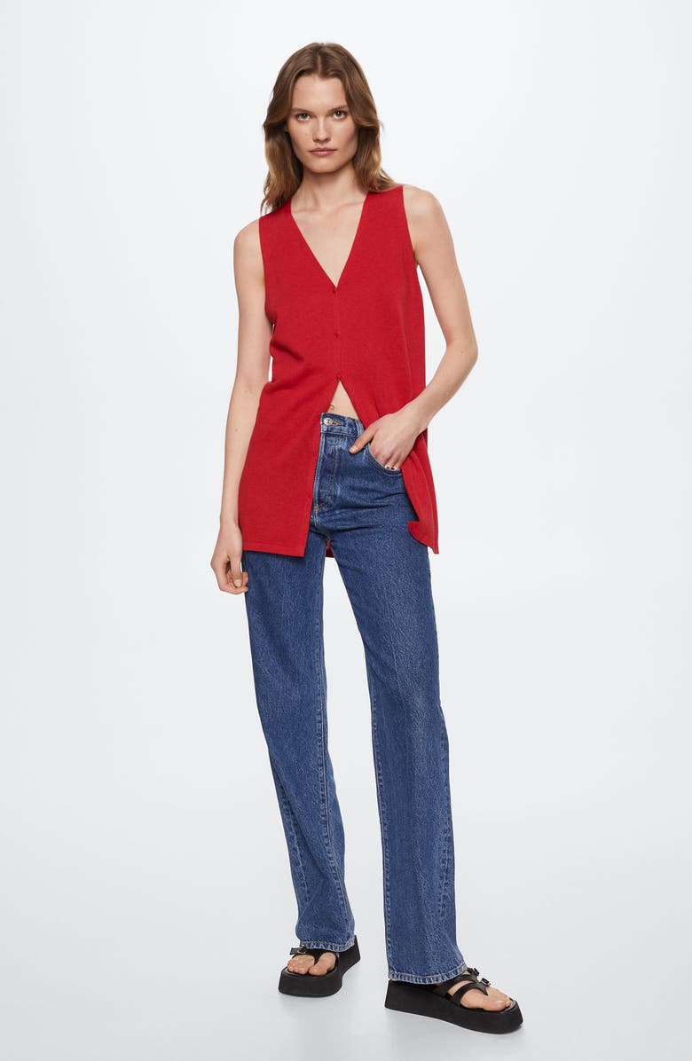 MANGO Oversize Button Front Sweater Vest, Alternate, color,
