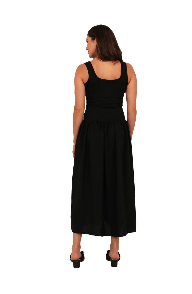 24seven Comfort Apparel Womens Essential Sleeveless Scoop Neck A-Line Pocket Maxi Dress, Alternate, color, Black