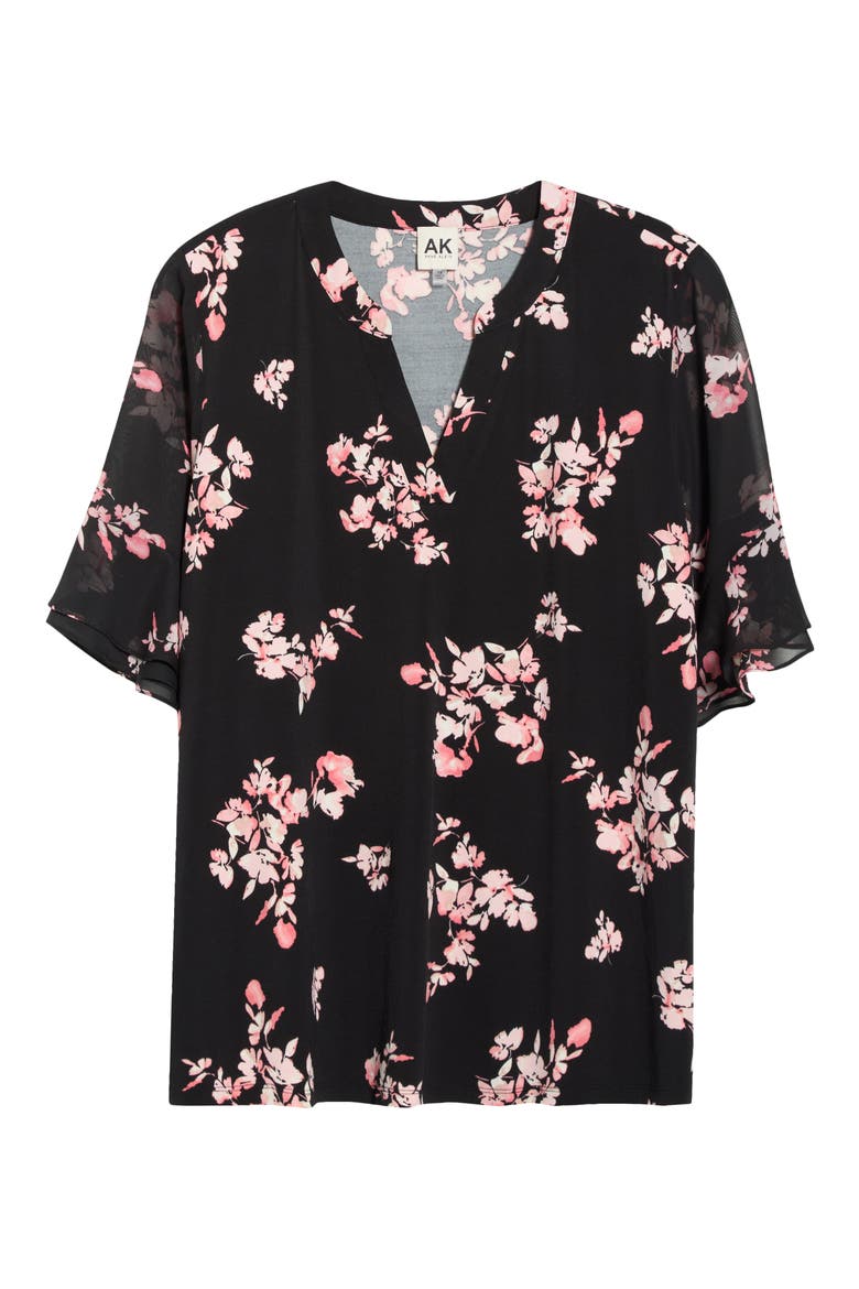 Ruffle Sleeve Top, Alternate, color, ANNE BLACK MULTI
