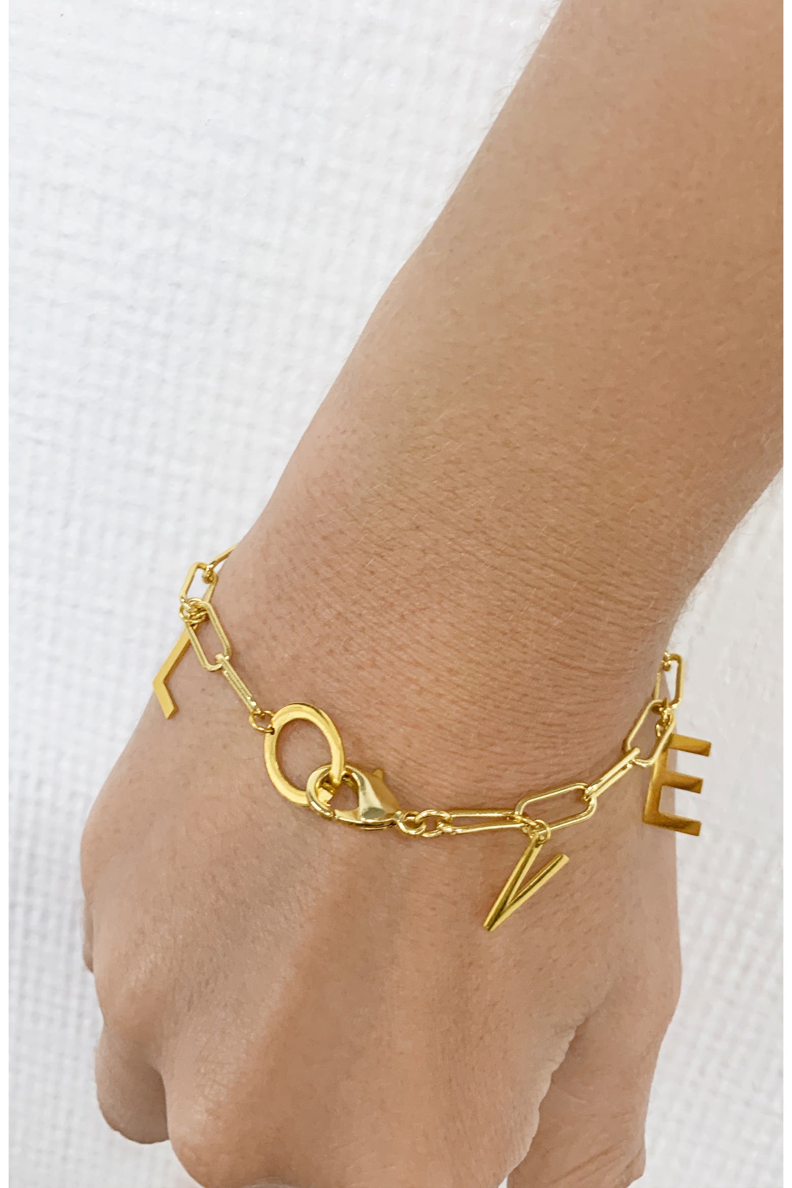 Decorative Paper Chain Adornia Gold Vermeil 'Love' Paper Clip Chain Charm Bracelet (Women ...