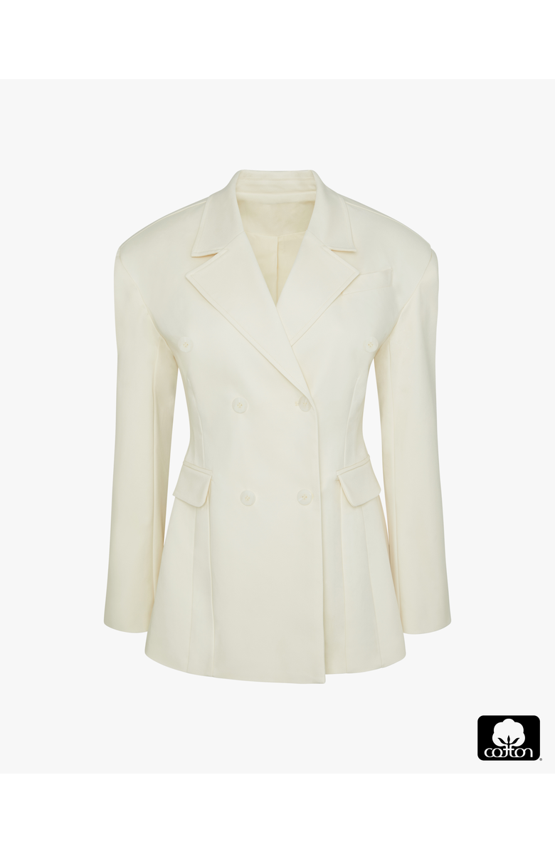 WeWoreWhat Double Breasted Cinched Waist Blazer, Alternate, color, Ivory