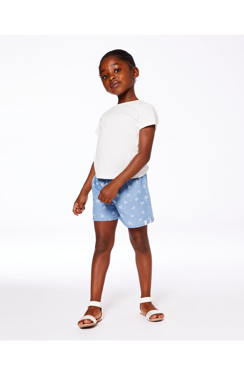 Deux par Deux Girl's Crinkle Short Sleeve Top White, Alternate, color, 